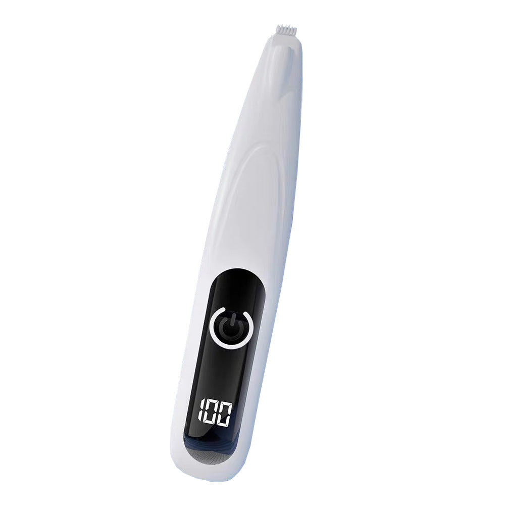 Dog and Cat Paw Hair Trimmer with LED Display - Rechargeable Quiet Clipper with Wide or Narrow Blade for Paws, Face and Ears