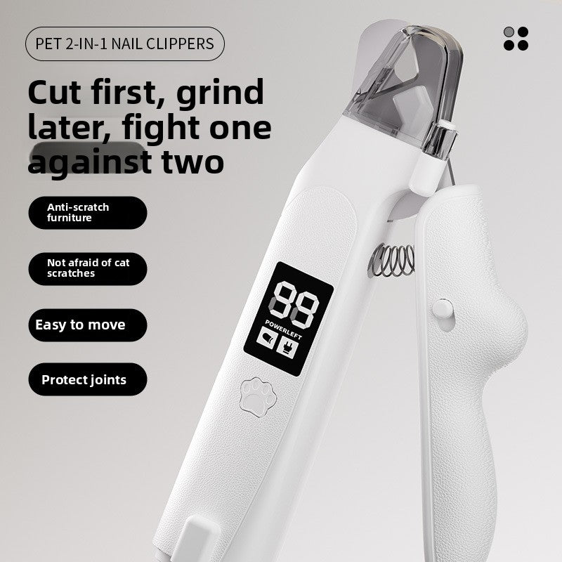 2-in-1 Electric Dog Nail Clipper and Grinder - Quiet Pet Claw Trimmer for Dogs, Cats and Small Pets
