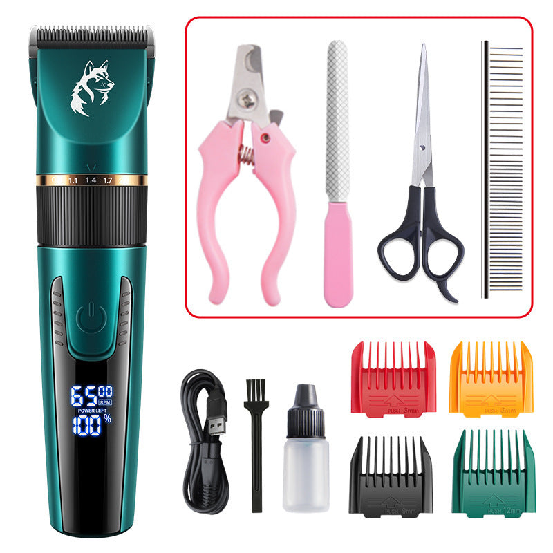Waterproof Pet Hair Clipper in Black or Blue - Quiet Rechargeable Trimmer with Guide Combs for Dogs and Cats