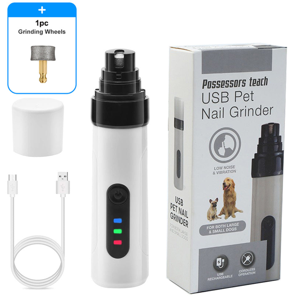 Dual-Speed Electric Pet Nail Grinder - Rechargeable Quiet Diamond Claw File for Dogs, Cats and Small Pets