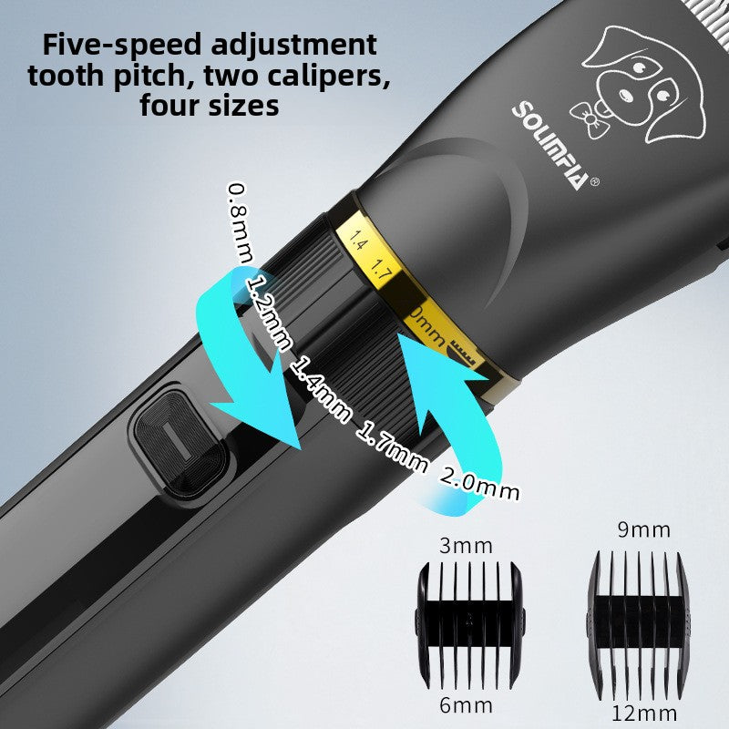 6500 RPM Cordless Dog Clipper - 1200mAh Rechargeable Pet Grooming Trimmer with Guide Combs and 200 Minute Runtime in Black
