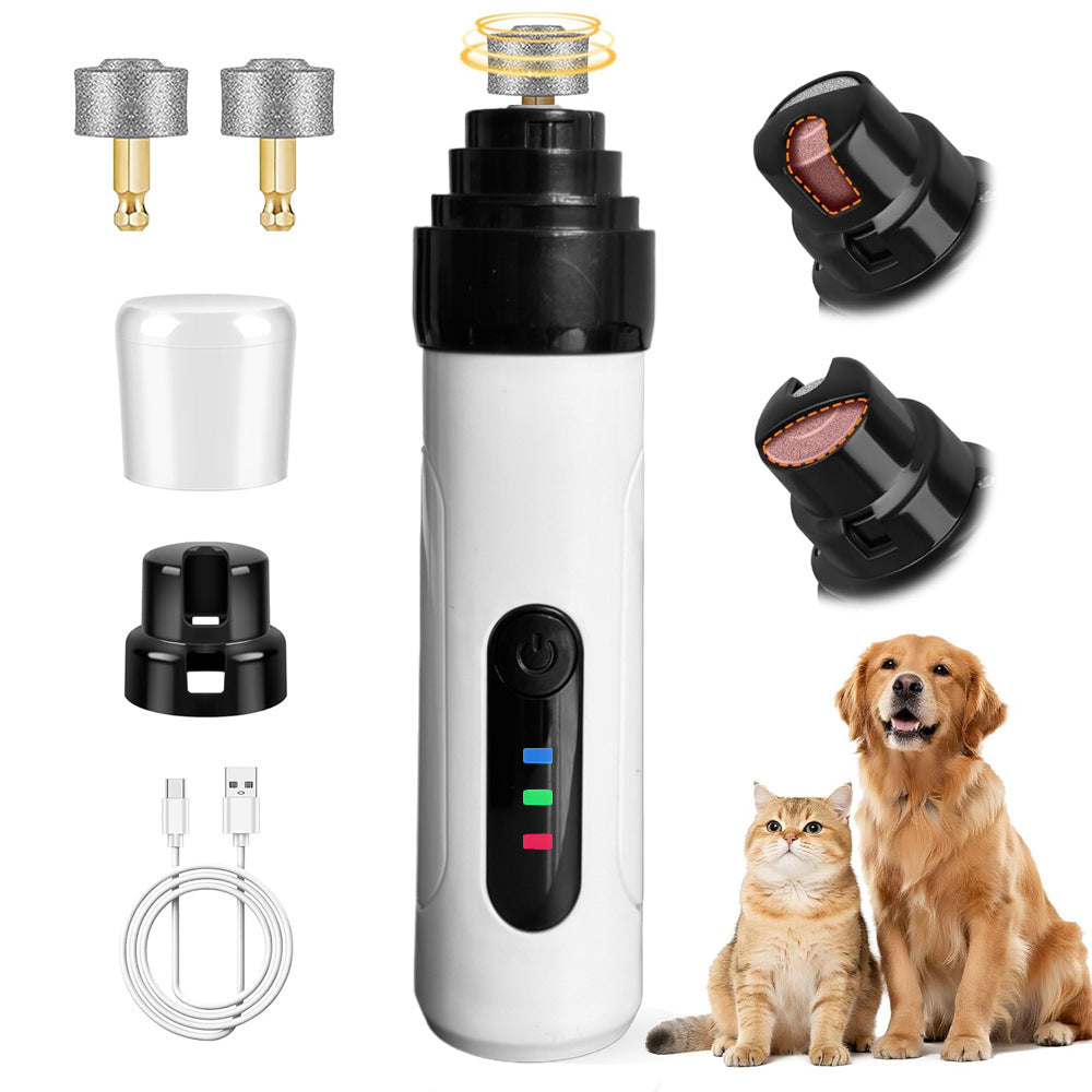 Dual Speed Rechargeable Pet Nail Grinder with LED Light - Quiet Diamond Head Claw Trimmer for Dogs and Cats