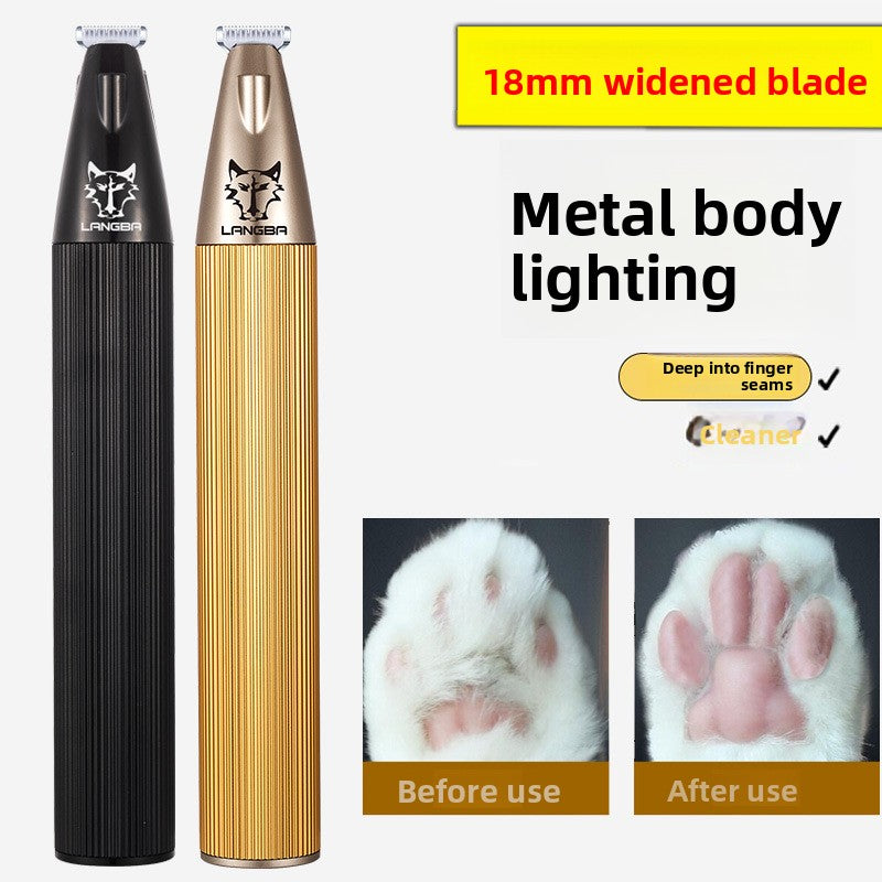 Wide Blade USB Pet Hair Trimmer in Black or Gold - Quiet Face, Ear and Paw Shaver with Oil and Cleaning Brush for Dogs and Cats