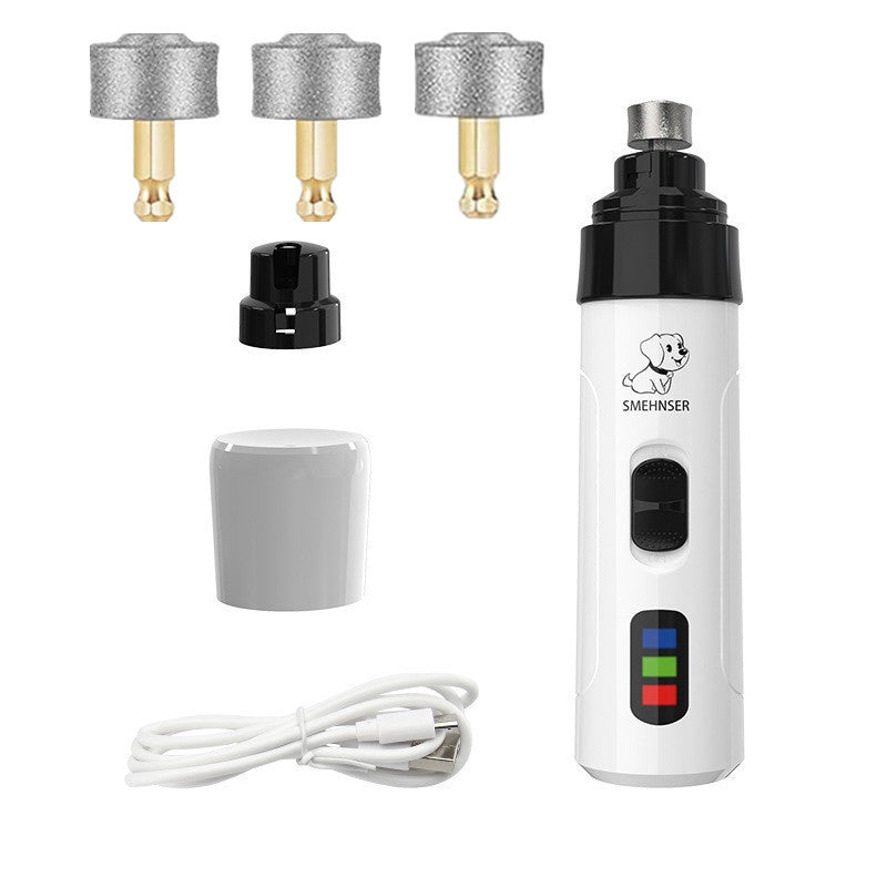 Dust-Free Pet Nail Grinder with LED Light - USB Rechargeable 2-Speed Quiet Claw Trimmer for Cats and Dogs
