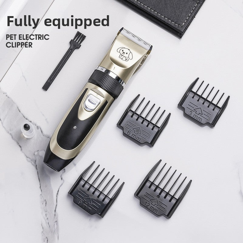 Cordless Pet Hair Clipper Set in Gold or Rose Gold - Quiet USB Rechargeable Trimmer with Scissor and Comb Attachments for Dogs and Cats
