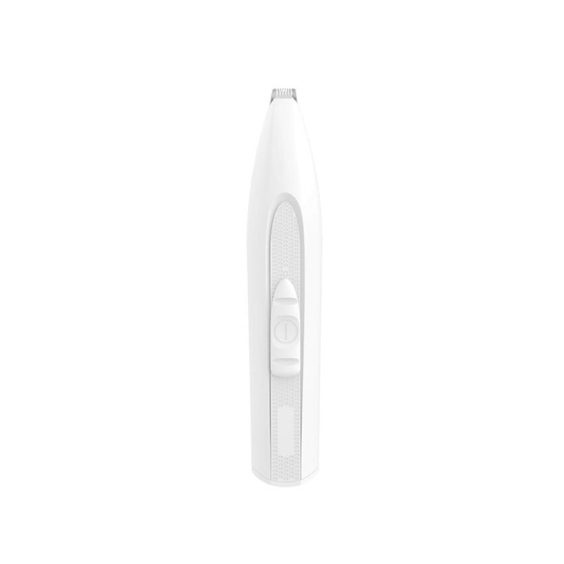 Anti-Jam Pet Hair Trimmer - Quiet Safety Blade Partial Shaver for Dogs and Cats with Cleaning Brush in White