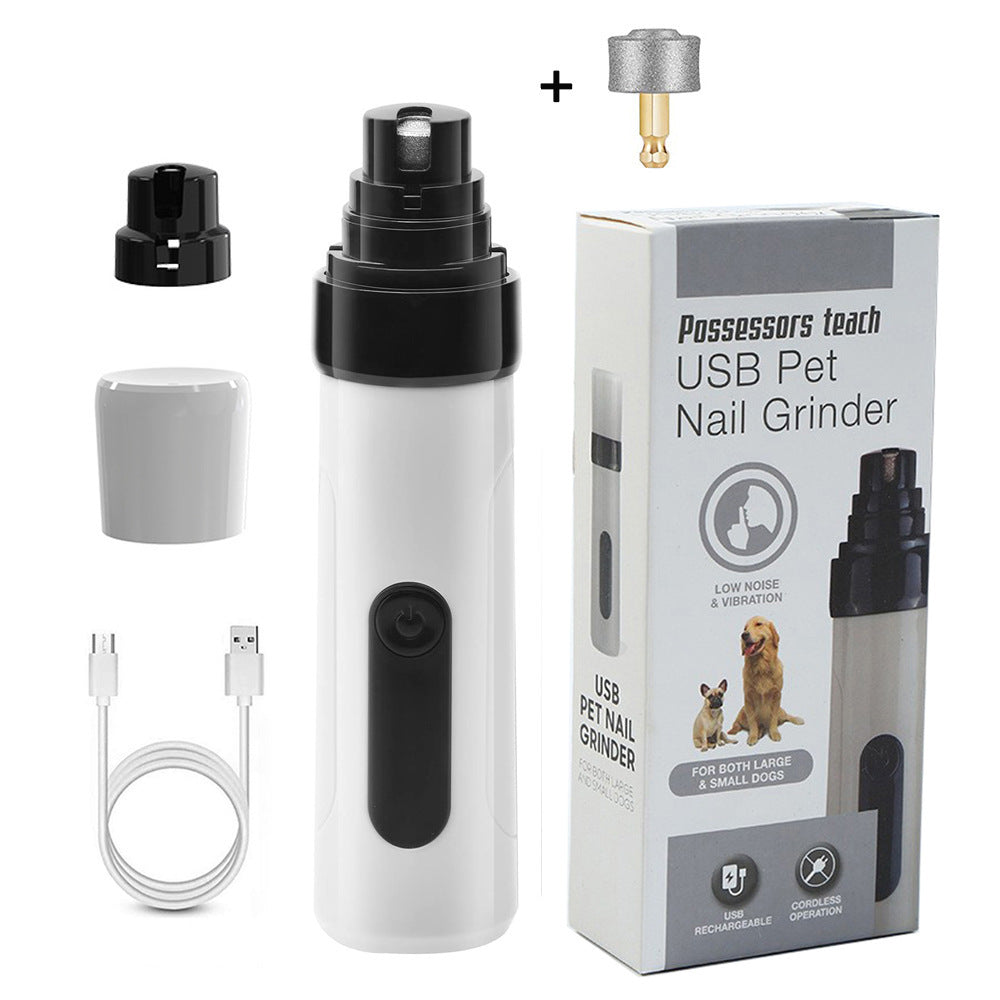 Dual Speed Rechargeable Pet Nail Grinder with LED Light - Quiet Diamond Head Claw Trimmer for Dogs and Cats