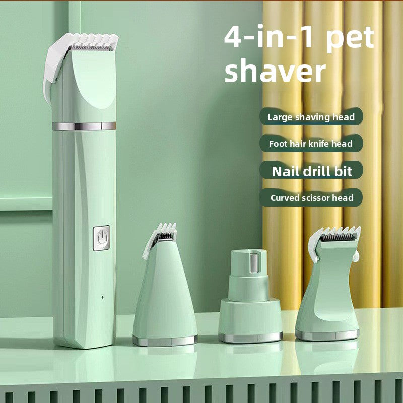 4-in-1 Rechargeable Pet Clipper and Paw Trimmer Kit with Charging Base in Mint Green or Pearl White - Cordless Grooming Shaver for Dogs and Cats