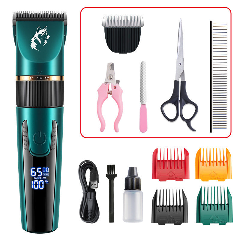 Waterproof Pet Hair Clipper in Black or Blue - Quiet Rechargeable Trimmer with Guide Combs for Dogs and Cats
