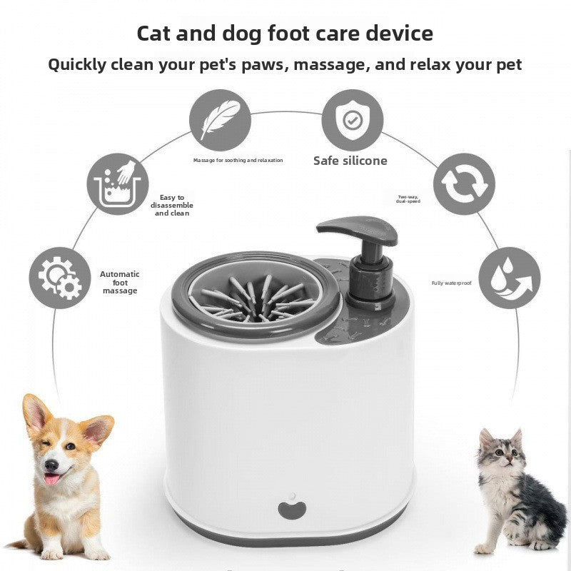 Automatic Dog Paw Cleaner with Foam Dispenser - Rechargeable Two-Speed Electric Paw Washer Cup with Silicone Brush