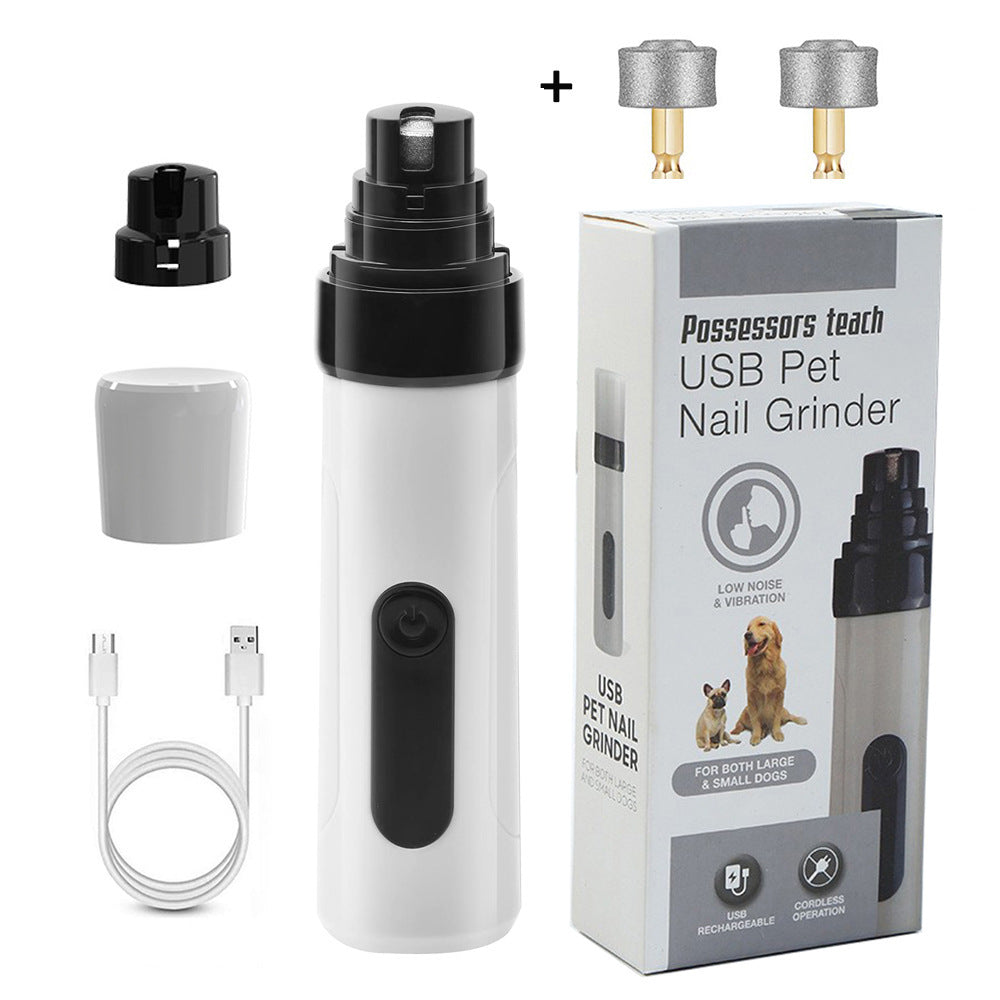 Dual Speed Rechargeable Pet Nail Grinder with LED Light - Quiet Diamond Head Claw Trimmer for Dogs and Cats