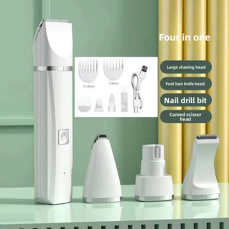 4-in-1 Rechargeable Pet Clipper and Paw Trimmer Kit with Charging Base in Mint Green or Pearl White - Cordless Grooming Shaver for Dogs and Cats