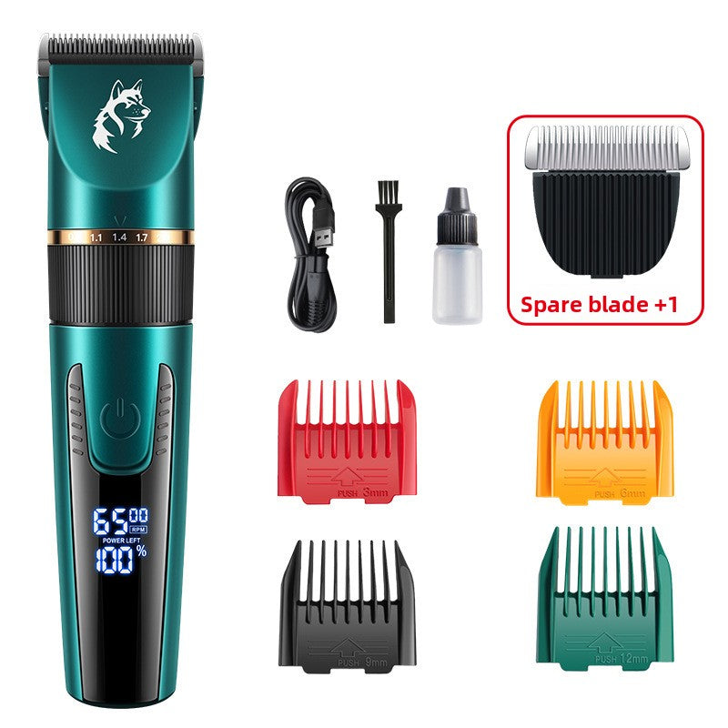 Waterproof Pet Hair Clipper in Black or Blue - Quiet Rechargeable Trimmer with Guide Combs for Dogs and Cats