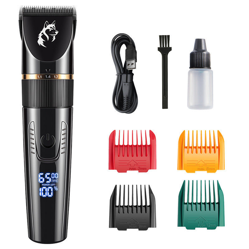 Waterproof Pet Hair Clipper in Black or Blue - Quiet Rechargeable Trimmer with Guide Combs for Dogs and Cats