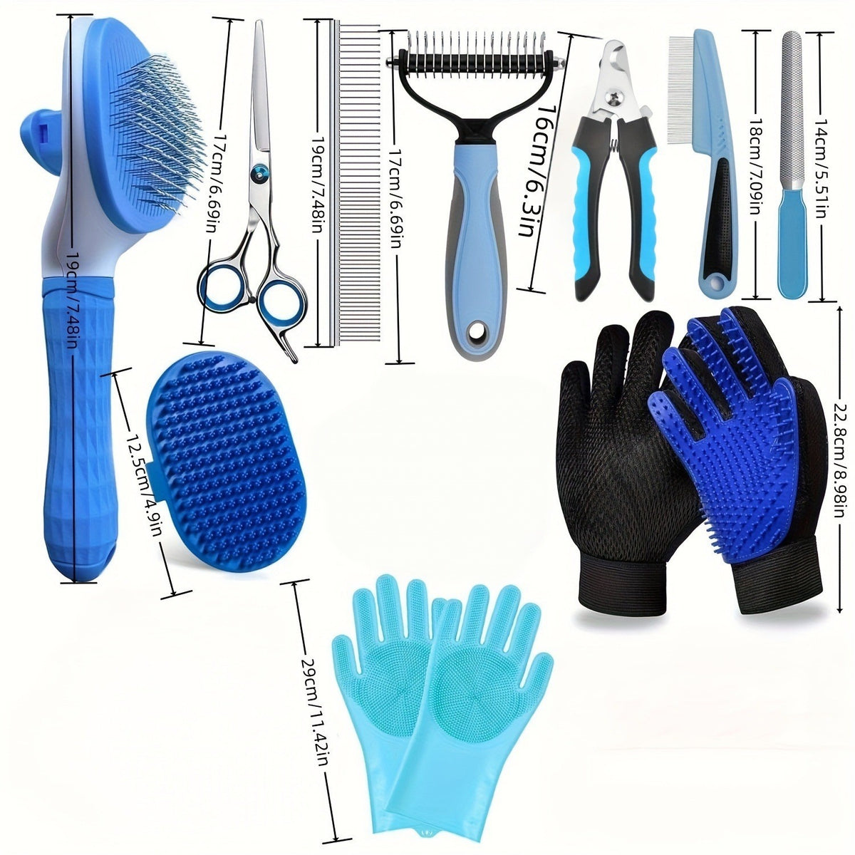 13-in-1 Pet Grooming Kit - Dog & Cat Hair Brush, Nail Clipper & Trimmer Set