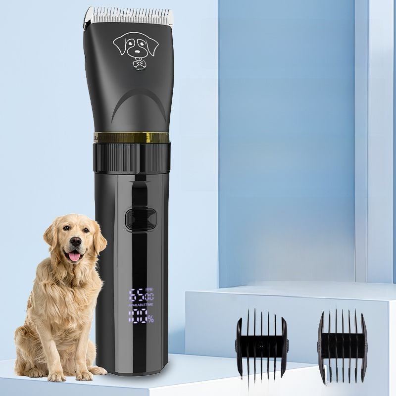 Cordless Dog and Cat Hair Clipper in Black - Quiet 6500 RPM Rechargeable Trimmer with Adjustable Combs and Cleaning Brush