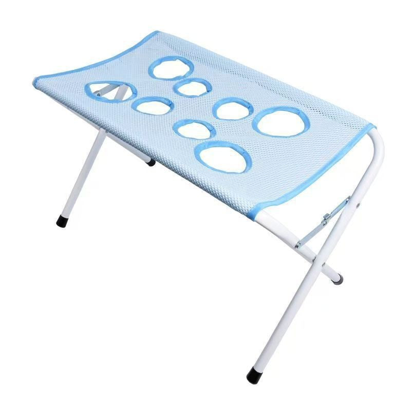 Adjustable Pet Grooming Hammock Stand - Foldable Stainless Steel Frame with Ice Silk Restraint Sling for Cats and Small Dogs