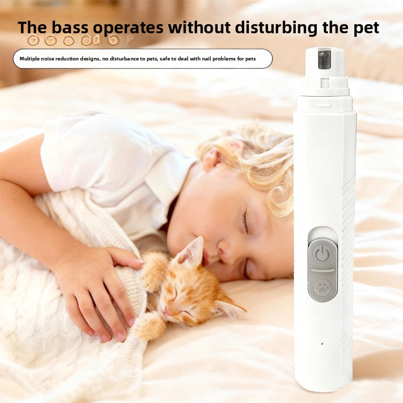 Quiet USB Rechargeable Pet Nail Grinder with LED Light and 2 Spare Grinding Heads for Small and Large Dogs and Cats
