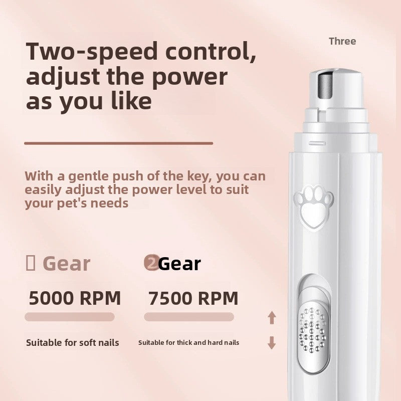 Rechargeable Electric Pet Nail Grinder - Quiet Claw Trimmer for Dogs, Cats and Small Pets in White or Green