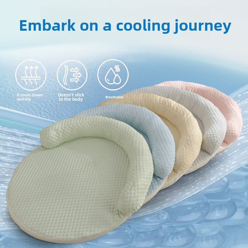 Ice Silk Cooling Pet Bed - Round Dog & Cat Sofa Mat with Bolster, Breathable