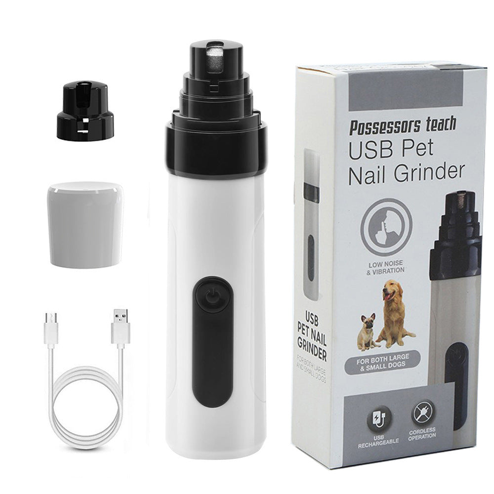 Dual Speed Rechargeable Pet Nail Grinder with LED Light - Quiet Diamond Head Claw Trimmer for Dogs and Cats