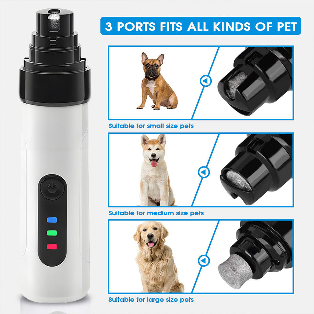 Dual-Speed Electric Pet Nail Grinder - Rechargeable Quiet Diamond Claw File for Dogs, Cats and Small Pets