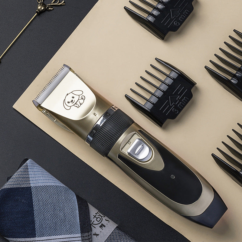 Cordless Pet Hair Clipper Set in Gold or Rose Gold - Quiet USB Rechargeable Trimmer with Scissor and Comb Attachments for Dogs and Cats