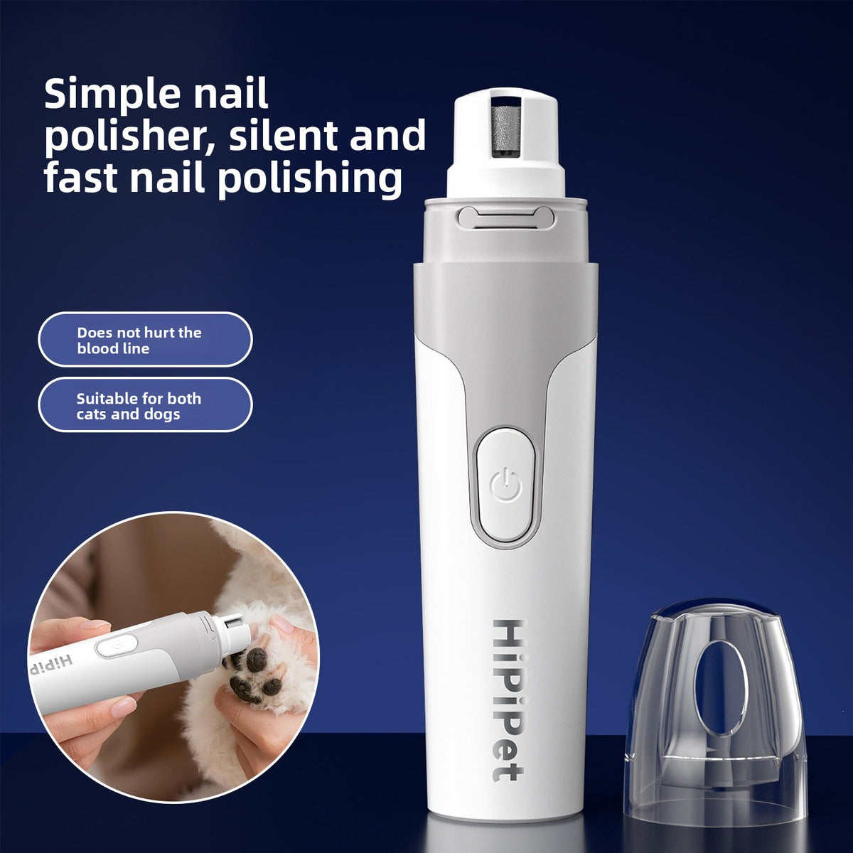 Electric Pet Nail Grinder with Spare Grinding Heads - Battery Powered Gentle Claw Trimmer for Dogs and Cats