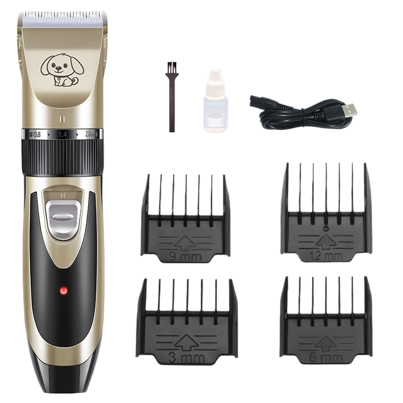 Cordless Pet Hair Clipper Set in Gold or Rose Gold - Quiet USB Rechargeable Trimmer with Scissor and Comb Attachments for Dogs and Cats
