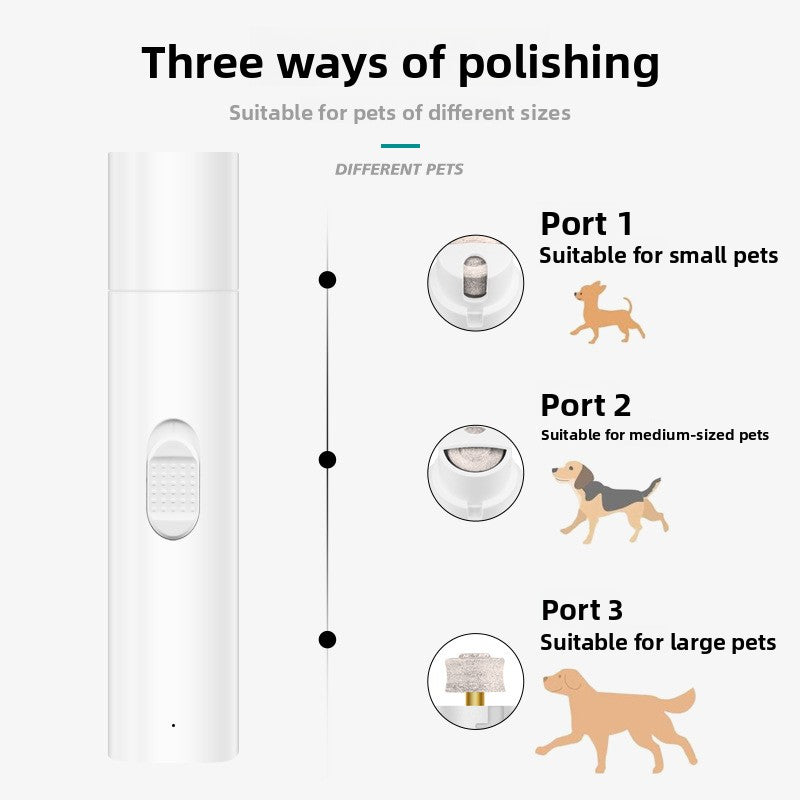 Quiet Rechargeable Pet Nail Grinder with Safety Cover - USB Claw Trimmer for Cats, Small and Medium Dogs in White or Black