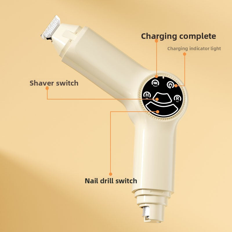 2-in-1 Rechargeable Pet Hair Trimmer and Nail Grinder with LED Light - Quiet Cordless Grooming Tool for Dogs and Cats in White, Green or Grey