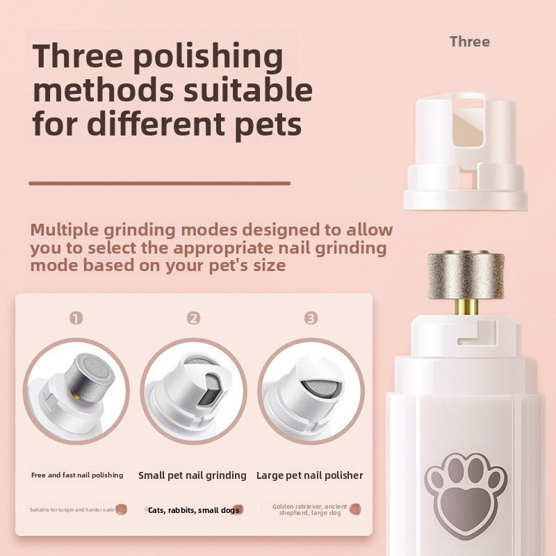 2-in-1 LED Pet Nail Grinder and Clipper with Safety Cover - USB Rechargeable Quiet Claw Trimmer in White or Green