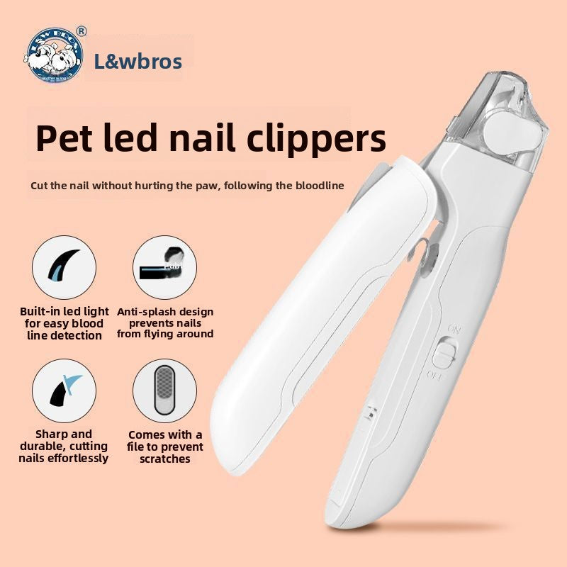 LED Pet Nail Clipper with Adjustable Safety Guard - Stainless Steel Claw Trimmer for Dogs, Cats and Small Pets