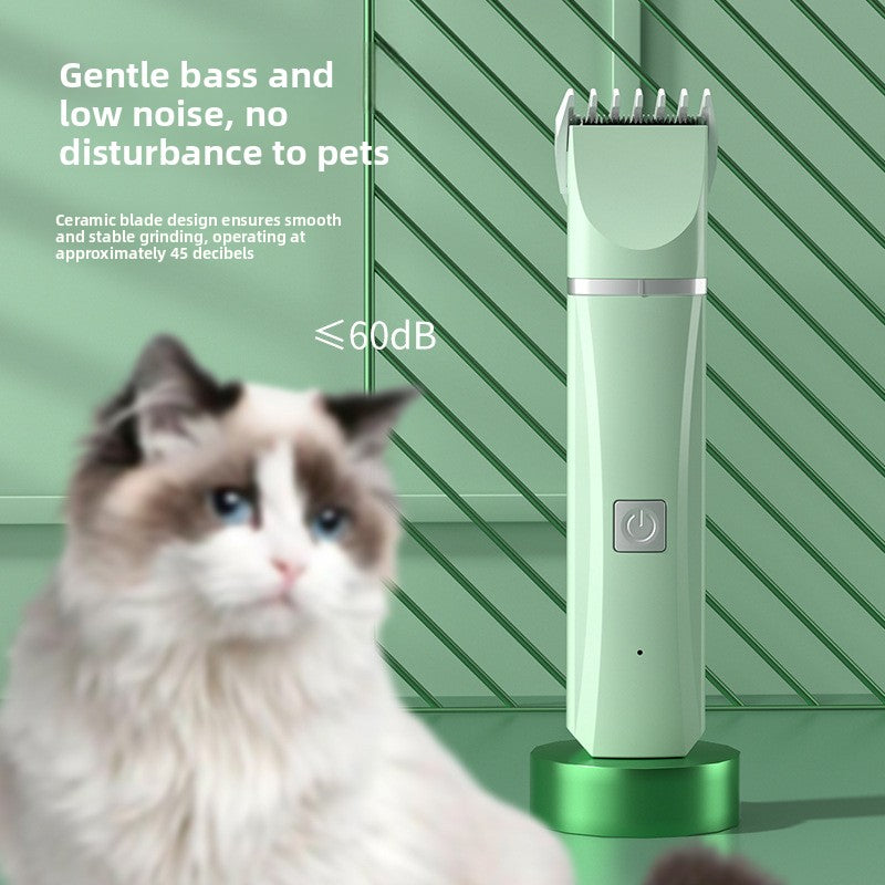 Rechargeable Dog and Cat Hair Clipper Kit in Mint Green or White - Quiet Cordless Trimmer with 4 Guide Combs, Oil and Cleaning Brush