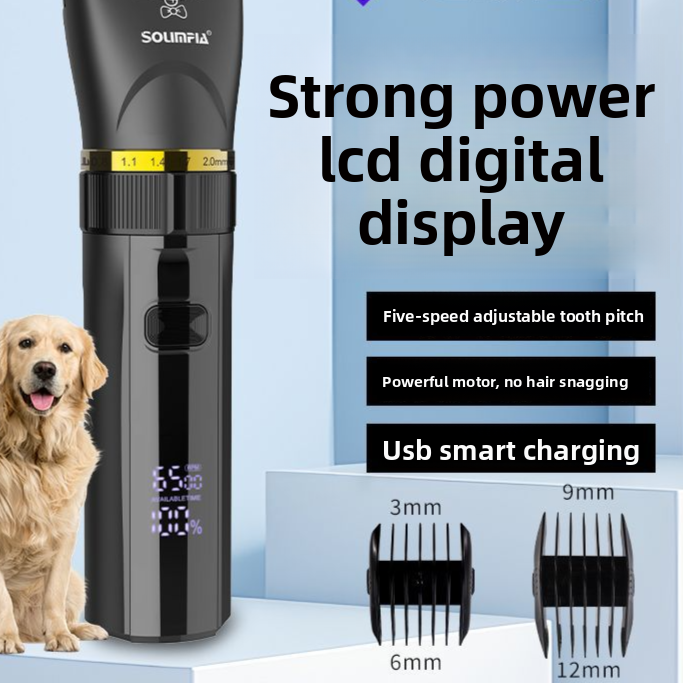 6500 RPM Cordless Dog Clipper - 1200mAh Rechargeable Pet Grooming Trimmer with Guide Combs and 200 Minute Runtime in Black