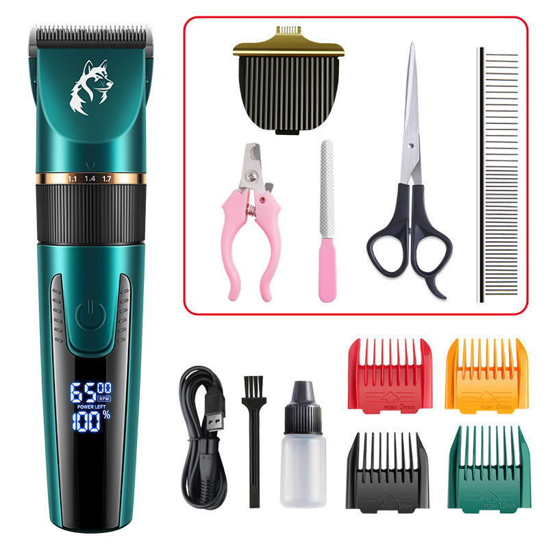 Waterproof Pet Hair Clipper in Black or Blue - Quiet Rechargeable Trimmer with Guide Combs for Dogs and Cats