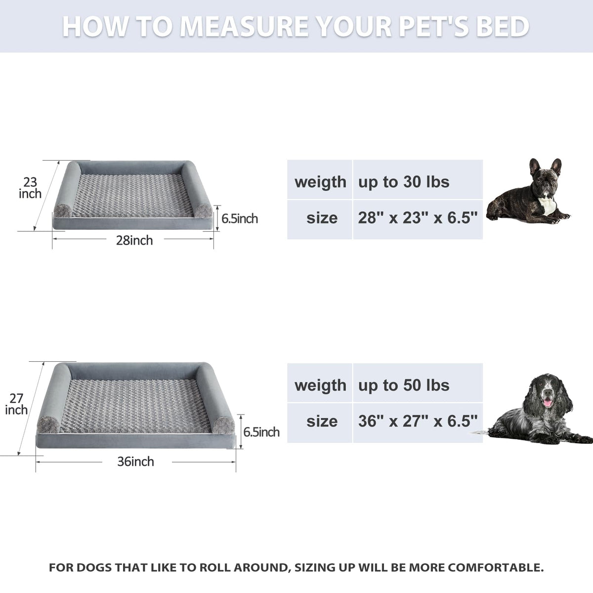 BFPETHOME Orthopedic Washable Large Dog Bed for Senior Dog Comfy Sleep