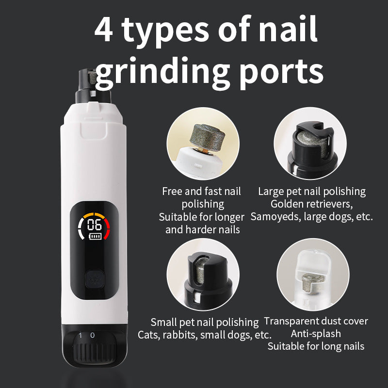 6-Speed Electric Pet Nail Grinder with LED Light - Quiet Rechargeable Claw File for Dogs, Cats and Rabbits