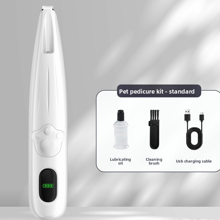 Dog and Cat Paw Hair Trimmer with LED Display - Rechargeable Quiet Clipper with Wide or Narrow Blade for Paws, Face and Ears