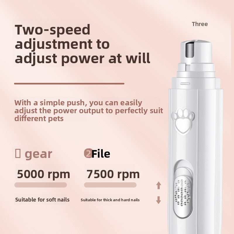 2-in-1 LED Pet Nail Grinder and Clipper with Safety Cover - USB Rechargeable Quiet Claw Trimmer in White or Green