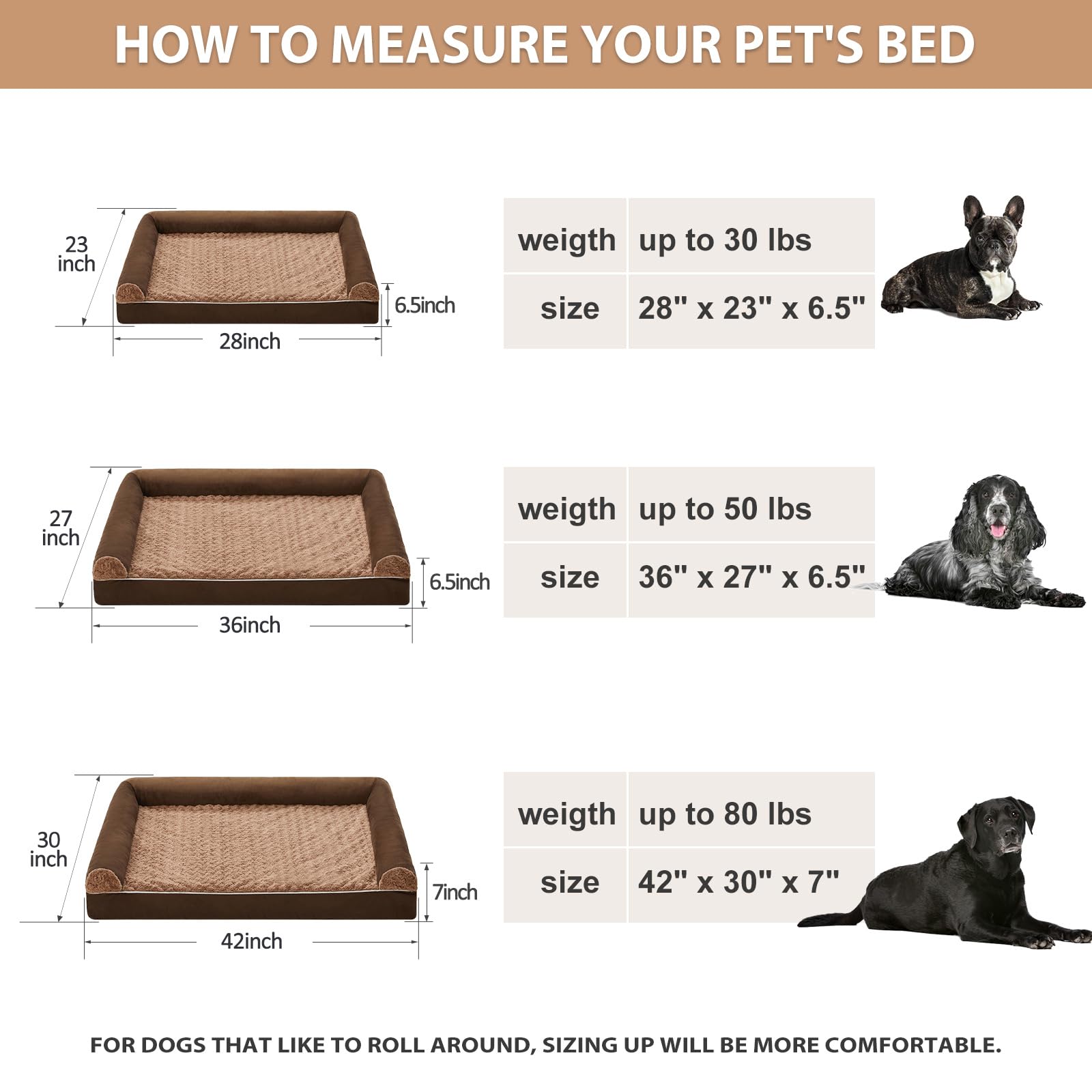 BFPETHOME Orthopedic Washable Large Dog Bed for Senior Dog Comfy Sleep
