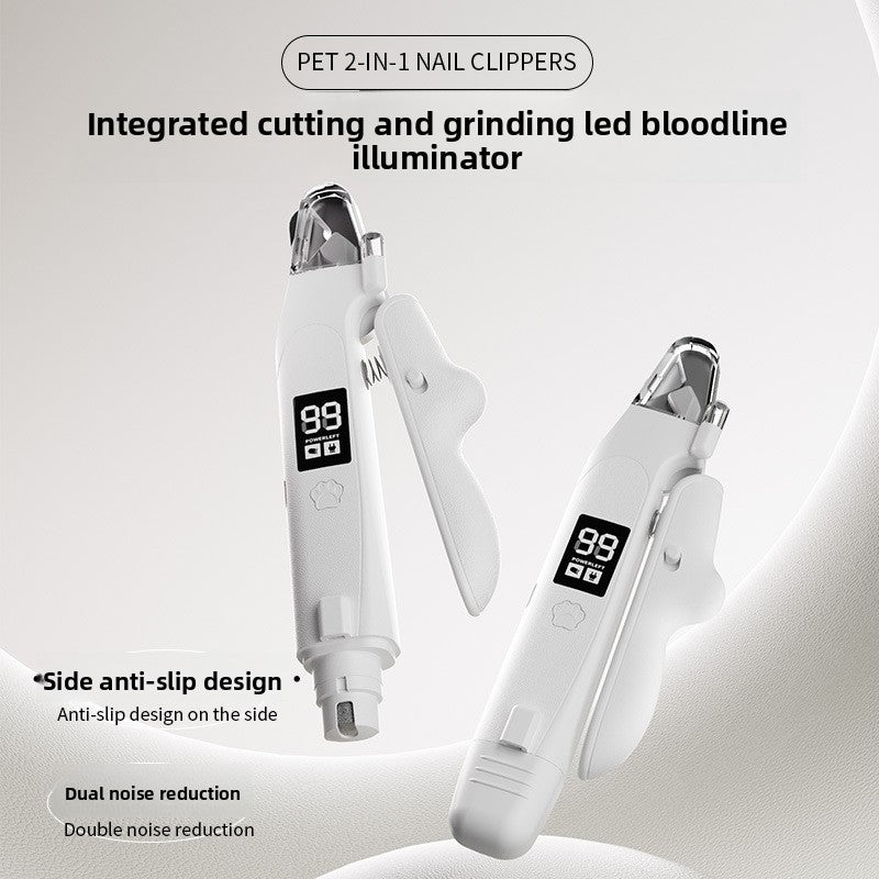 2-in-1 Electric Dog Nail Clipper and Grinder - Quiet Pet Claw Trimmer for Dogs, Cats and Small Pets