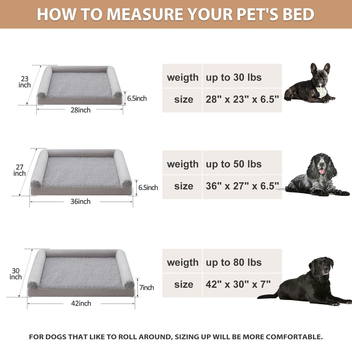 BFPETHOME Orthopedic Washable Large Dog Bed for Senior Dog Comfy Sleep