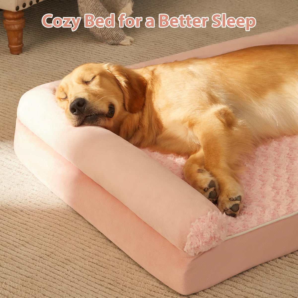 BFPETHOME Orthopedic Washable Large Dog Bed for Senior Dog Comfy Sleep