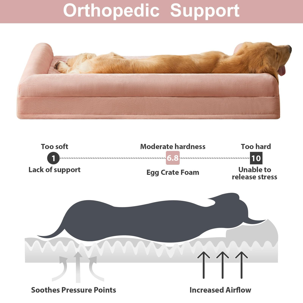 BFPETHOME Orthopedic Washable XXL Dog Bed for Senior Dog Cozy Sleep