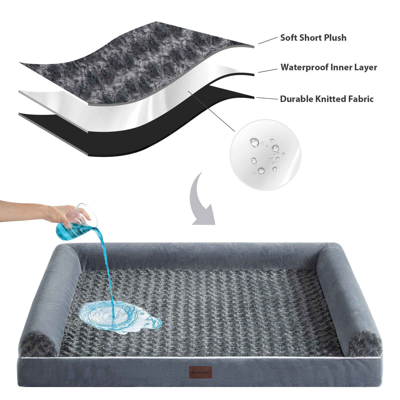 BFPETHOME Orthopedic Washable Large Dog Bed for Senior Dog Comfy Sleep