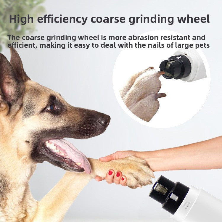 Mini LED Pet Nail Grinder - USB Rechargeable Quiet Claw Polisher for Small Dogs and Cats in White, Pink or Blue