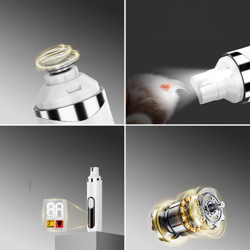 Electric Dog and Cat Nail Grinder with LED Digital Display - Quiet Splash-Proof Pet Claw Polisher