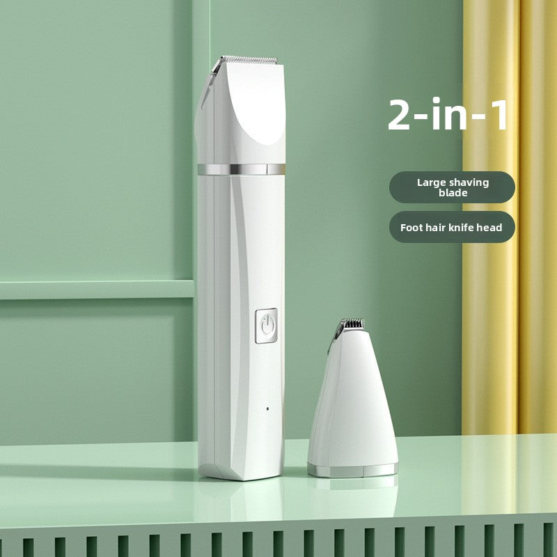 Battery Powered Pet Hair Clipper Set - Quiet Low Noise Trimmer with Foot Shaver and Grinder Attachments for Dogs and Cats in White or Green