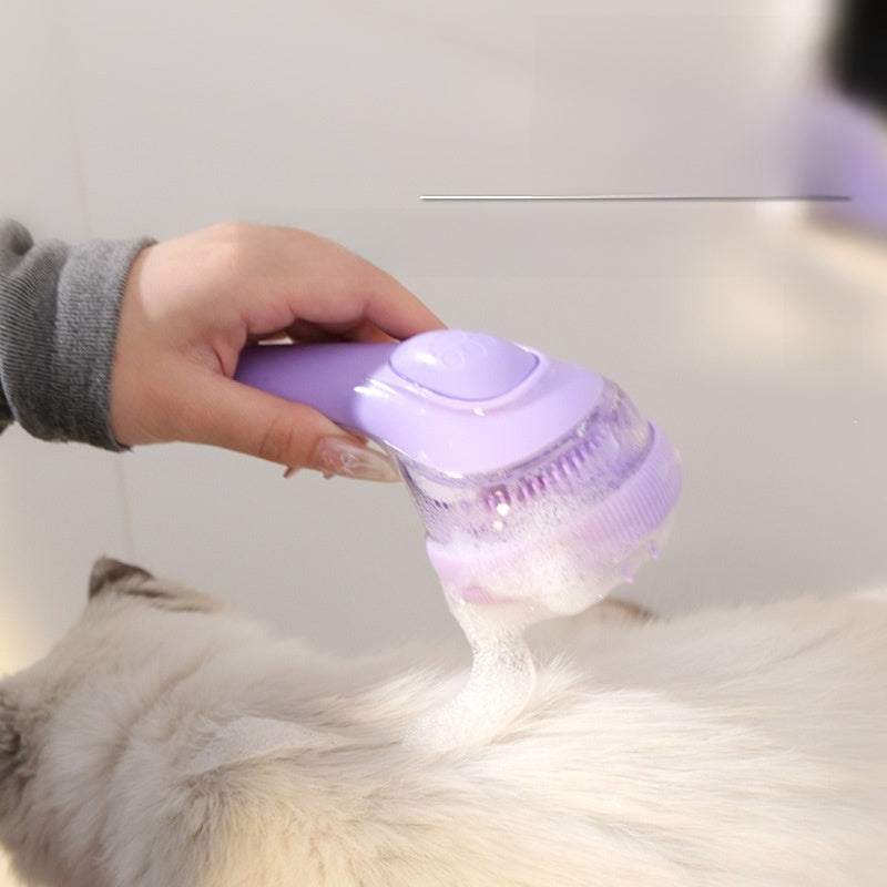 2-in-1 Silicone Dog Bath Brush - Double-Sided Soft Bristle Shampoo Scrubber and Massage Comb for Dogs and Cats